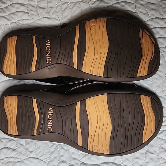 Vionic Bella Bella II Flip Flops Size 7.5 Black Bows With Silver Classy Cute - Picture 7 of 16